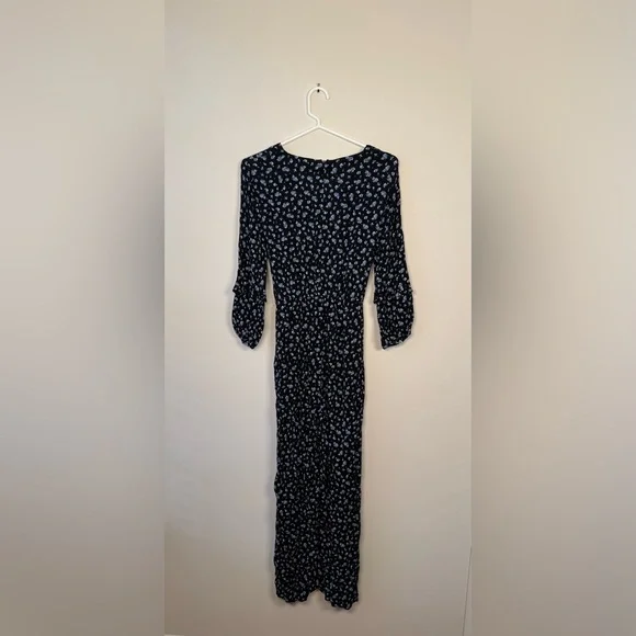 Madewell Black Ruffle-Sleeve Tie-Waist Jumpsuit in Blue Baby's Breath - Small - Picture 5 of 13